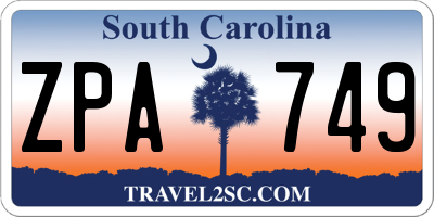 SC license plate ZPA749