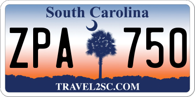SC license plate ZPA750