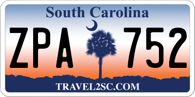 SC license plate ZPA752