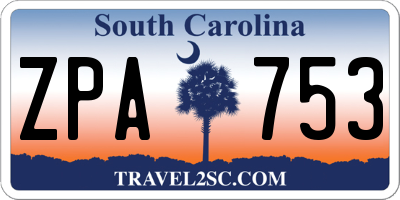 SC license plate ZPA753