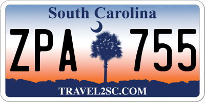 SC license plate ZPA755