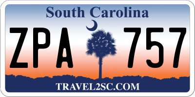 SC license plate ZPA757