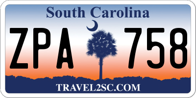 SC license plate ZPA758