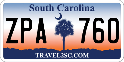 SC license plate ZPA760