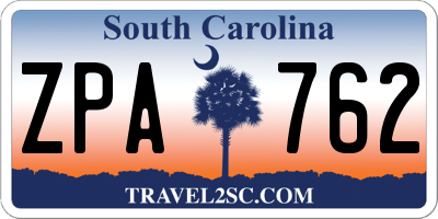 SC license plate ZPA762