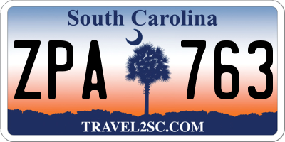 SC license plate ZPA763