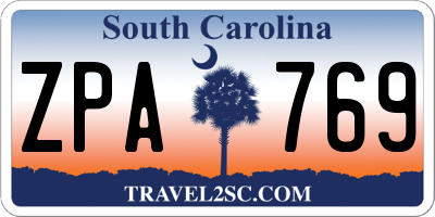 SC license plate ZPA769