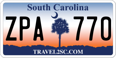 SC license plate ZPA770