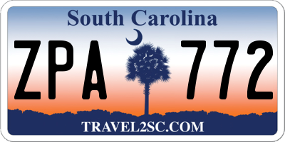 SC license plate ZPA772