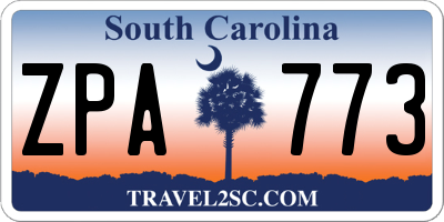 SC license plate ZPA773