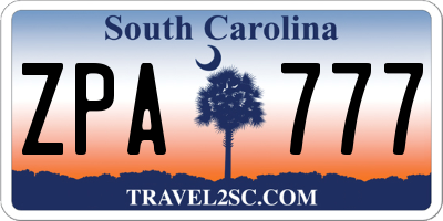 SC license plate ZPA777