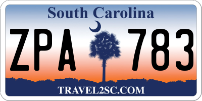 SC license plate ZPA783