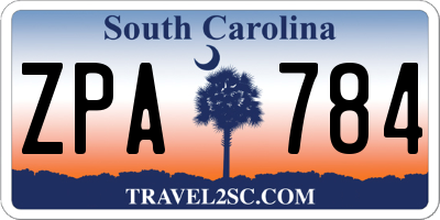 SC license plate ZPA784