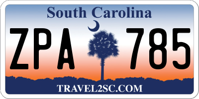 SC license plate ZPA785