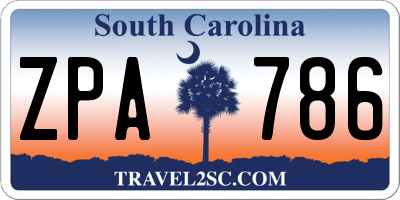 SC license plate ZPA786