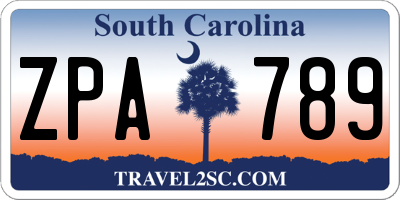SC license plate ZPA789