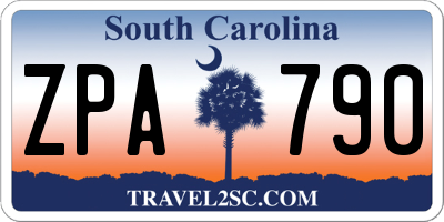 SC license plate ZPA790