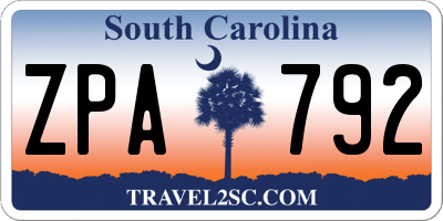 SC license plate ZPA792