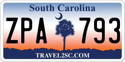 SC license plate ZPA793