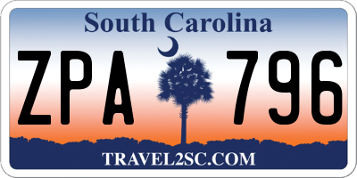SC license plate ZPA796