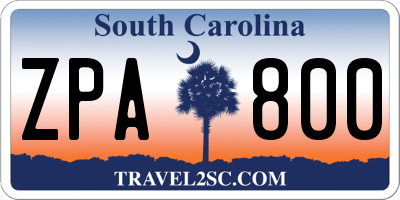 SC license plate ZPA800