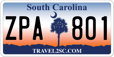 SC license plate ZPA801