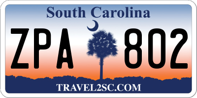 SC license plate ZPA802