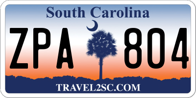 SC license plate ZPA804
