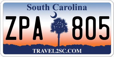 SC license plate ZPA805