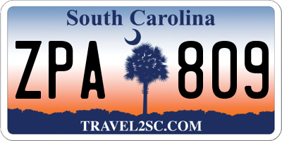 SC license plate ZPA809