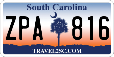 SC license plate ZPA816
