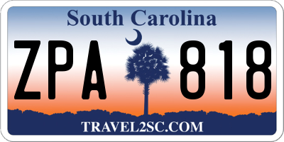 SC license plate ZPA818