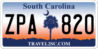 SC license plate ZPA820