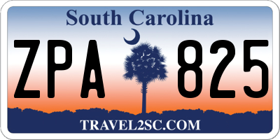 SC license plate ZPA825