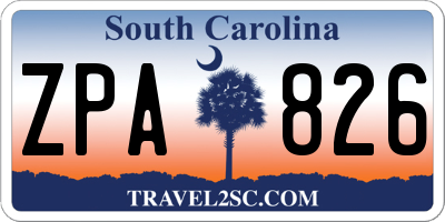 SC license plate ZPA826