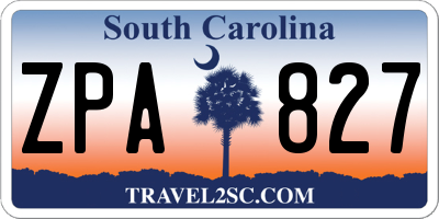 SC license plate ZPA827