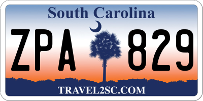 SC license plate ZPA829