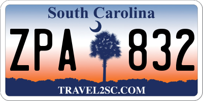 SC license plate ZPA832