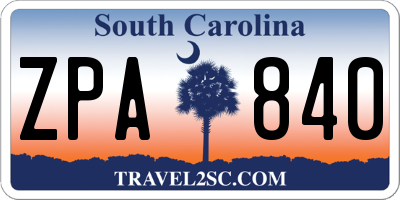 SC license plate ZPA840