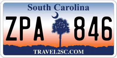 SC license plate ZPA846