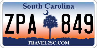 SC license plate ZPA849