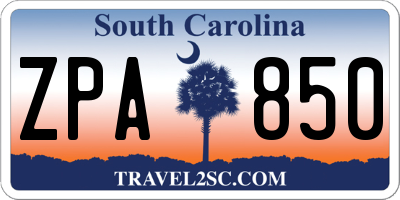 SC license plate ZPA850