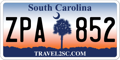 SC license plate ZPA852