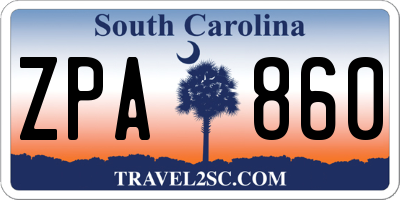 SC license plate ZPA860