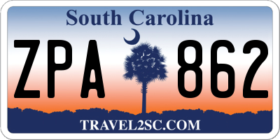 SC license plate ZPA862