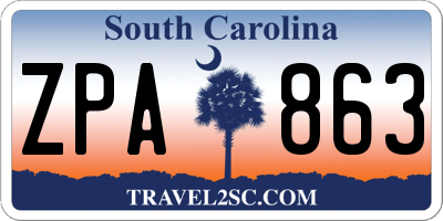 SC license plate ZPA863