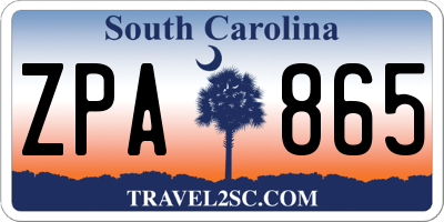SC license plate ZPA865