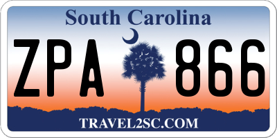 SC license plate ZPA866