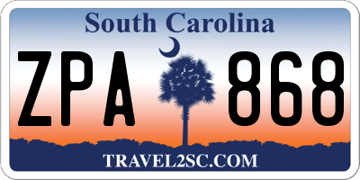 SC license plate ZPA868