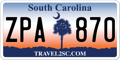 SC license plate ZPA870
